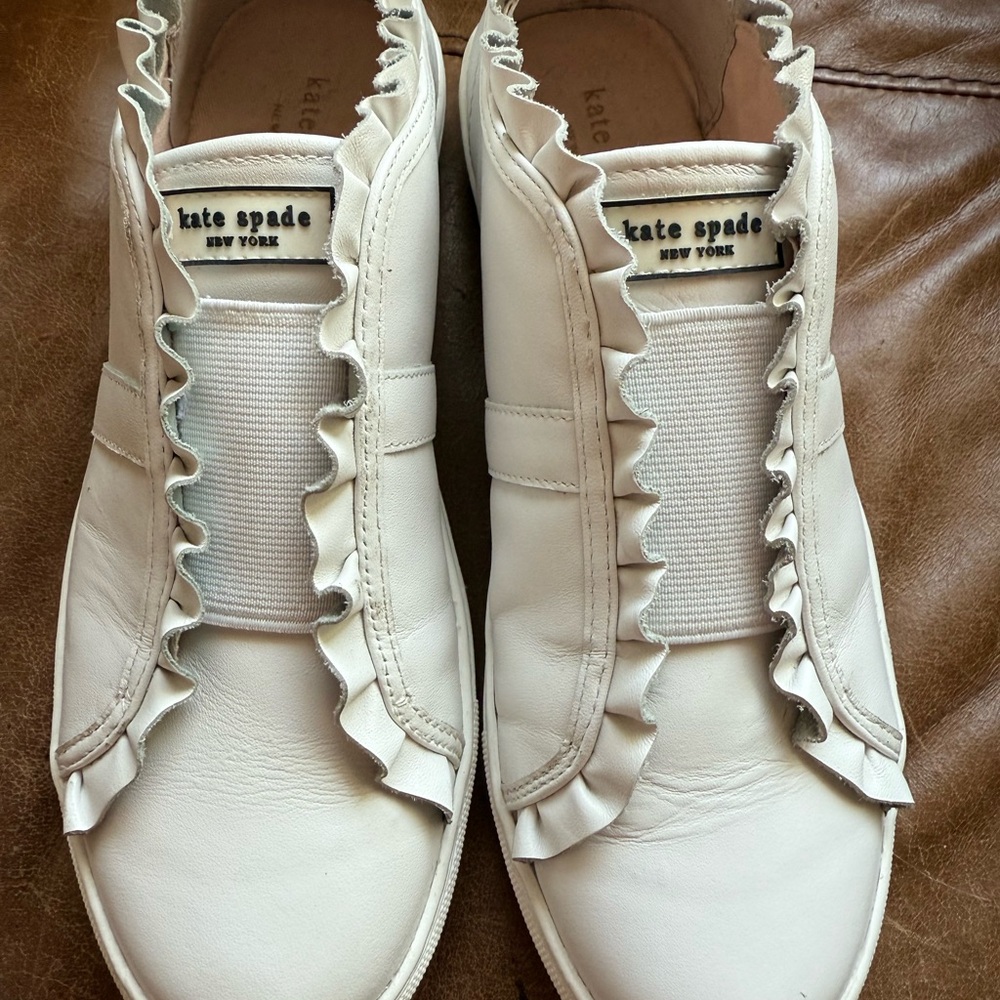 kate spade Women's White Ruffle Sneakers